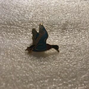 Flying Duck Enamel Pin - Blue and Gold